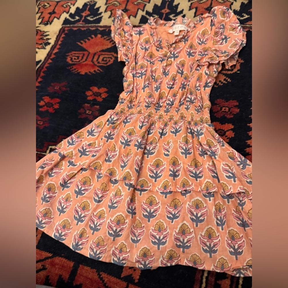 Girls Marea Block print ruffled  Mini Dress-